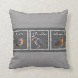 Vintage Robin-Vögel, rustikale dunkelgraue Kissen