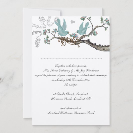 Vintage Robin's Egg Blue Wedding Invitations Einladung (Vorderseite)