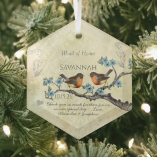 Vintage Robins Ehrenjungfrau-Ornamente Ornament Aus Glas