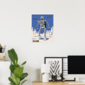 Vintage Robot 3 blau Poster (Heimbüro)