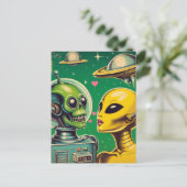 Vintage Robot-Liebe Postkarte (Stehend Vorderseite)