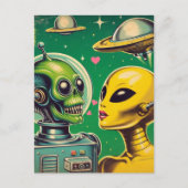Vintage Robot-Liebe Postkarte (Vorderseite)