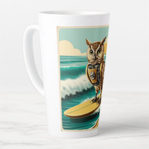 Vintage Roboteneule surft am Strand Milchtasse