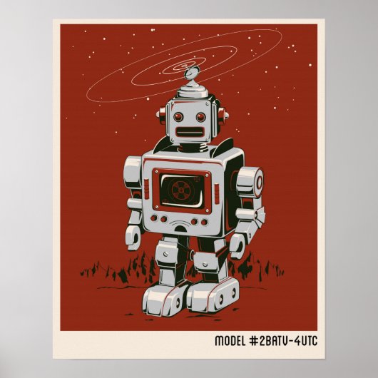 Vintage Roboter 2 rot Poster (Vorne)