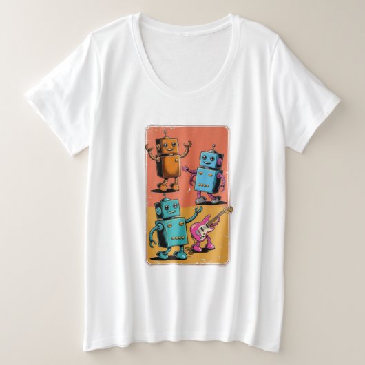 Vintage Roboter Große Größe T-Shirt (Design vorne)
