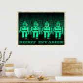 Vintage Roboterinvasion Poster (Küche)