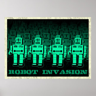 Vintage Roboterinvasion Poster