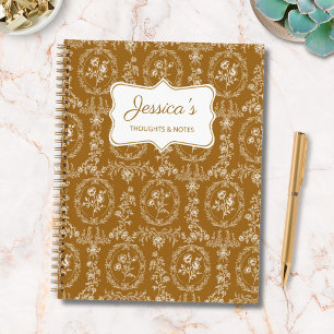 Vintage-Rocaille-Blumen Blumen personalisierter Na Notizblock