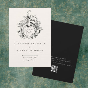 Vintage-Rocaille-Motif Elegante Hochzeit Save The Date