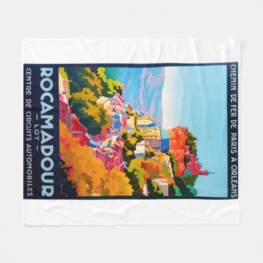 Vintage-Rocamadour-Poster Fleecedecke (Vorderseite (Horizontal))