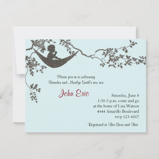 Vintage Rock-a-bye Baby Dusche Einladung (Rückseite)