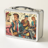 Vintage Rock and Roll-Comic der 50er Jahre Metall Brotdose (Rückseite)