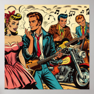 Vintage Rock and Roll-Comic der 50er Jahre Poster