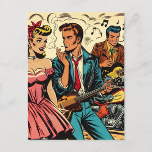 Vintage Rock and Roll-Comic der 50er Jahre Postkarte