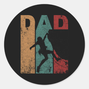Vintage Rock Climbing Papa Silhouette Vatertag  Runder Aufkleber