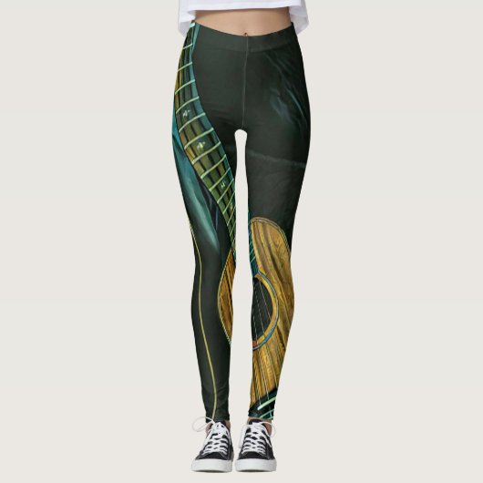 Vintage Rock-Gitarre Leggings (Vorderseite)