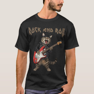 Vintage Rock-Gitarrist Katze Rock And Roll Gitarre T-Shirt