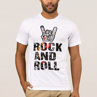 Vintage Rock Guitar Print with 70s and 80s Band T-Shirt