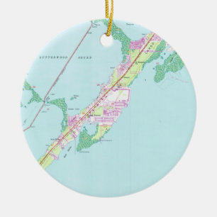 Vintage Rock Harbor Florida Karte (1947) Keramikornament
