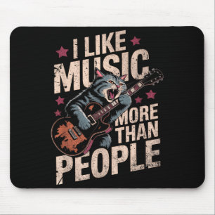 Vintage Rock Katzenmusikliebhaber Lustige Tier Zit Mousepad