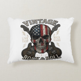 Vintage Rock Totenkopf Amerikanische Flagge Gitarr Dekokissen