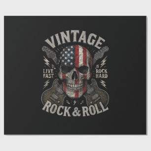 Vintage Rock Totenkopf Amerikanische Flagge Gitarr Geschenkpapier