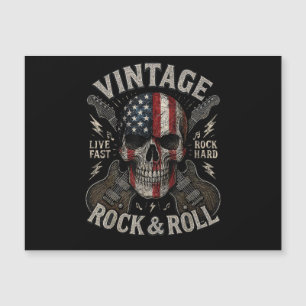 Vintage Rock Totenkopf Amerikanische Flagge Gitarr Magnetkarte