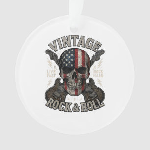 Vintage Rock Totenkopf Amerikanische Flagge Gitarr Ornament