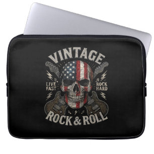 Vintage Rock-Totenschädel Amerikanische Flagge Git Laptopschutzhülle