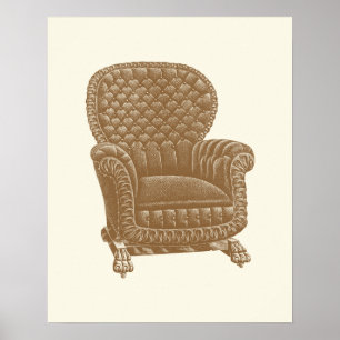 Vintage Rocker Brauner Stuhl 1900er Coole Möbel Poster