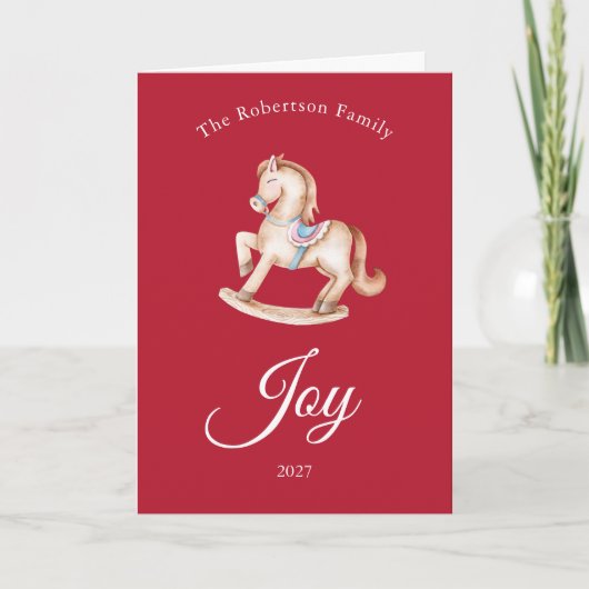 Vintage Rocking Horse Christmas Card Einladung (Vorderseite)