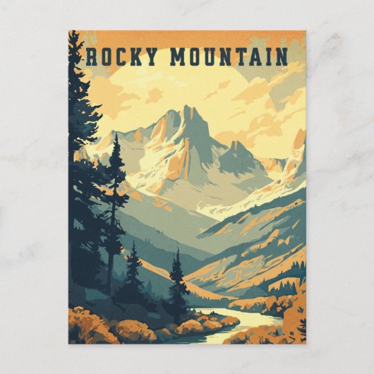 Vintage Rocky Mountain Travel Postkarte (Vorderseite)