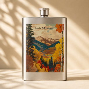 Vintage Rocky Mountains Herbst mit individuellem T Flachmann