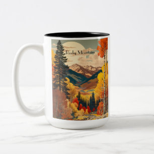 Vintage Rocky Mountains Herbst mit individuellem T Zweifarbige Tasse