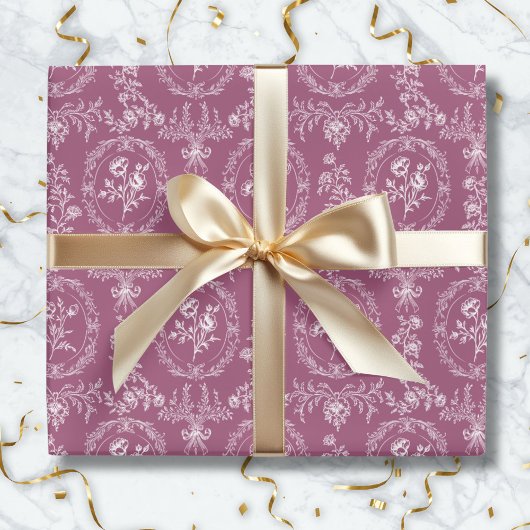 Vintage Rococo Flowers Floral Pattern Geschenkpapier