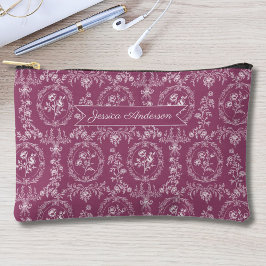Vintage Rococo Flowers Floral Personalized Name Zubehörtasche