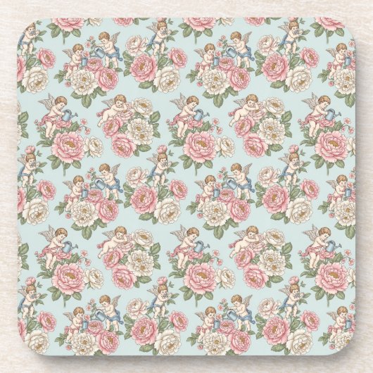Vintage Rococo Revival Rose Garden Romantic  Getränkeuntersetzer (Vorderseite)