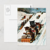 Vintage Rodelkatzen Postkarte (Vorne/Hinten)