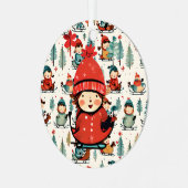 Vintage Rodelkinder Personalisiert Weihnachten Ornament Aus Metall (Vorderseite links)