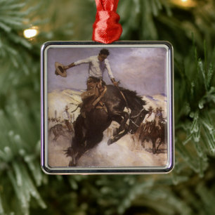 Vintage Rodeo Cowboy, Breezy Riding von WHD Koerne Ornament Aus Metall