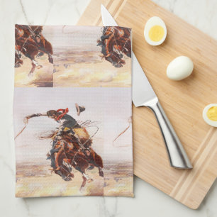 Vintage-Rodeo-Cowboy-Bronco-Reiter Geschirrtuch