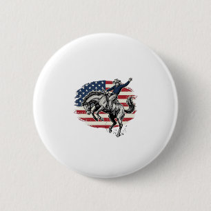 Vintage-Rodeo-Cowboy-patriotischer-Pferdereiter-Ve Button