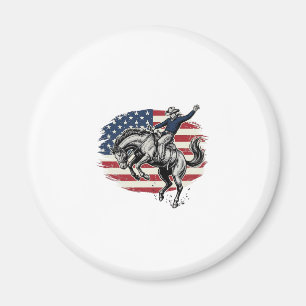Vintage-Rodeo-Cowboy-patriotischer-Pferdereiter-Ve Magnet