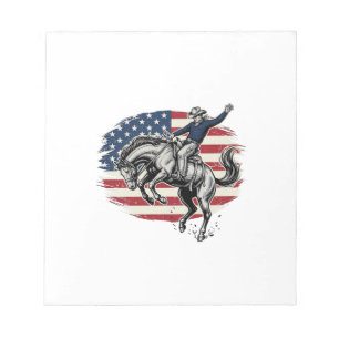Vintage-Rodeo-Cowboy-patriotischer-Pferdereiter-Ve Notizblock