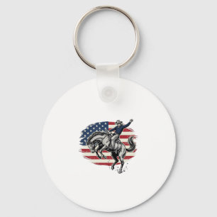 Vintage Rodeo Cowboy Patriotischer Pferdereiter Ve Schlüsselanhänger