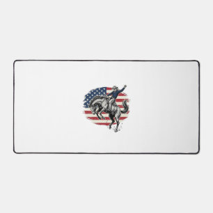 Vintage-Rodeo-Cowboy-patriotischer-Pferdereiter-Ve Schreibtischunterlage