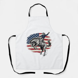 Vintage-Rodeo-Cowboy-patriotischer-Pferdereiter-Ve Schürze