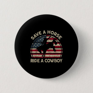 Vintage Rodeo Cowboy Western Country Pferd Usa Pat Button
