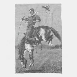 Vintage Rodeo Cowboys, Bucking Bronco von Remingto Geschirrtuch