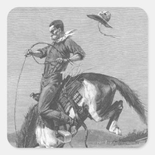 Vintage Rodeo Cowboys, Bucking Bronco von Remingto Quadratischer Aufkleber